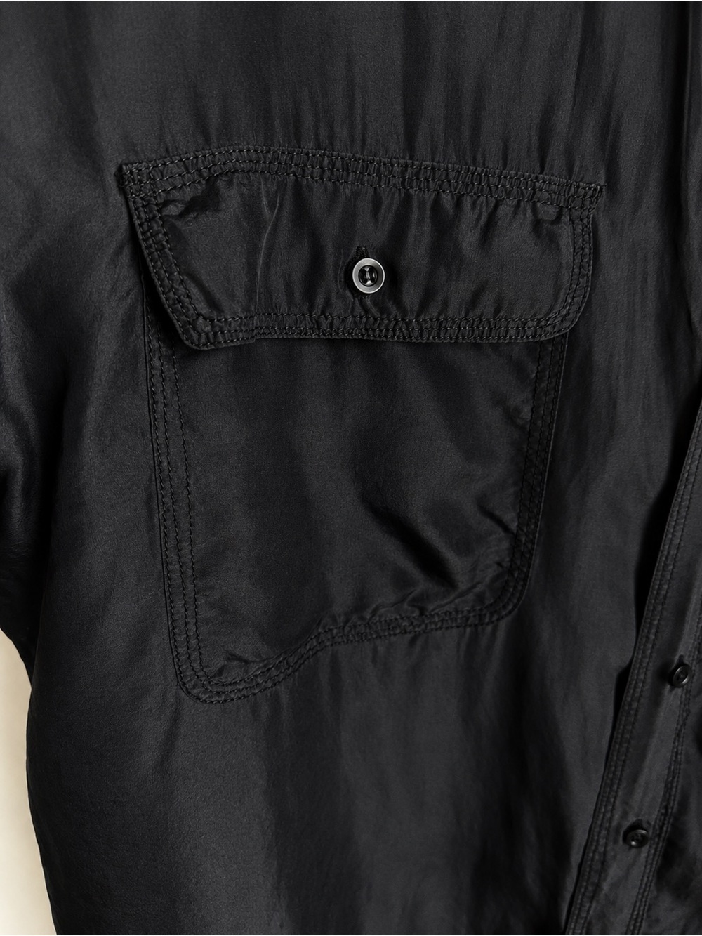 Vintage Classics 100% Silk Oversized Button-Up Shirt Black Large L Minimalist - Picture 4 of 9